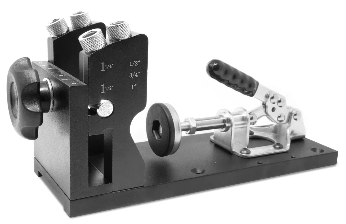 WEN Metal Pocket Hole Jig Kit with L Base Step Drill Bit and Self Tapping Screws