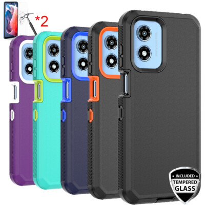 For Motorola Moto G Play (2024) 4G Case Cover  Hybrid Non-Slip+Screen Protector