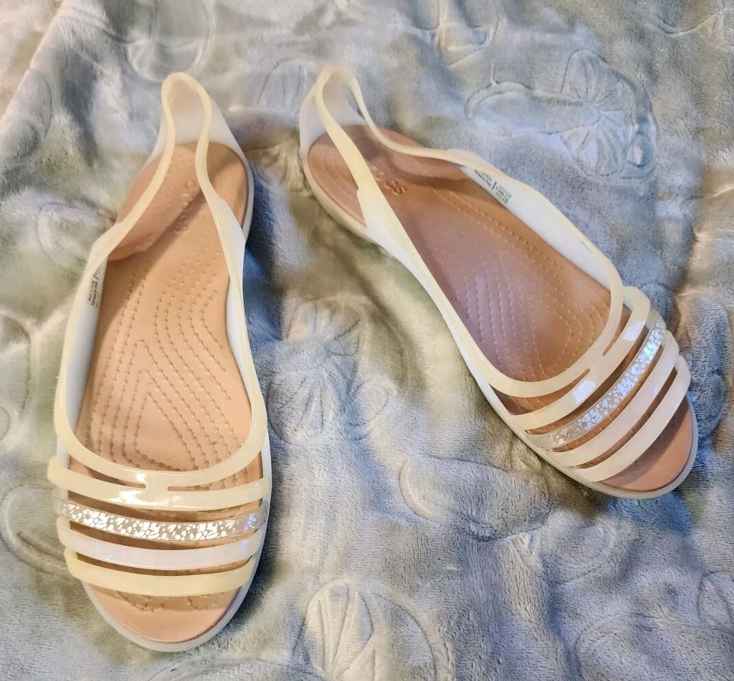 Crocs Isabella Huarache 2 Flat Sandals Beige Brown Summer Vacation Womens Size 9 | eBay