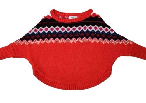 Old Navy Girls Orange W/ Fuchsia Accent 5T Sweater Poncho.pre Owned - Picture 3 of 11