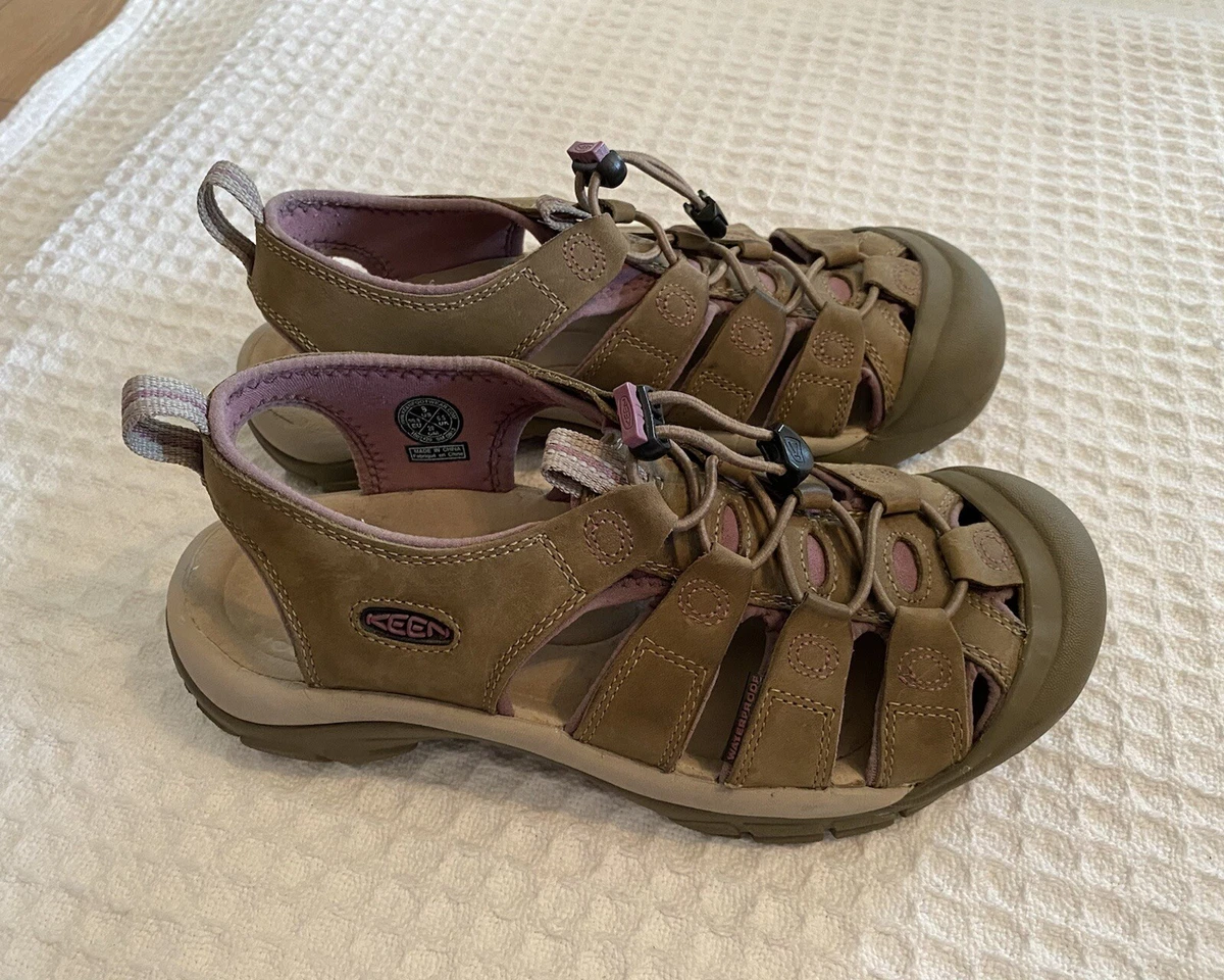 KEEN Newport 1003420 Waterproof Leather Sport Hiking Sandals Tan Lavender 9