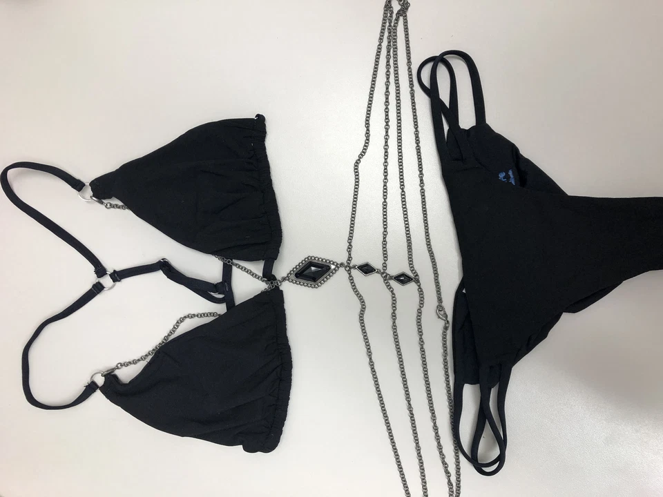 Blue Life Planet Blue T Back Tri Top and Skimpy Bottom Bikini Set (S) - Image 2 of 4