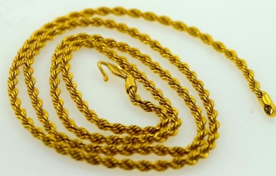 Authentic 22k Yellow Solid Gold Chain Rope Design Modern Necklace ...