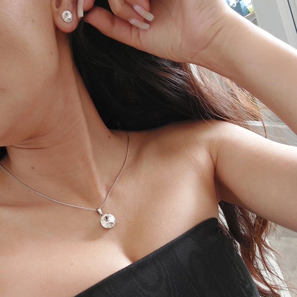 Halskette mit Anhänger 14 mm Rivoli Swarovski Kristall  Swarovski Schmuck - Bild 2 von 4