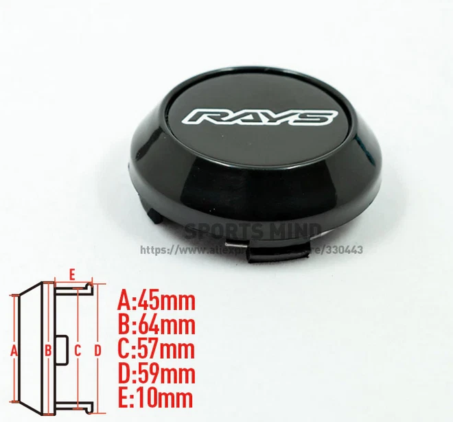 4pcs 64mm Rays Emblems Wheel Center Caps Hub Caps Rim Caps Black Red TE37 Tokyo - Image 2 of 3