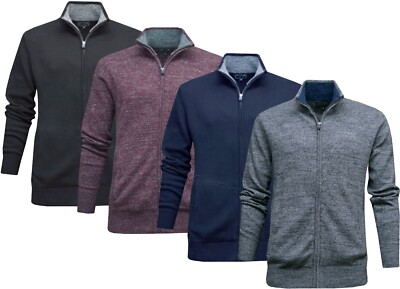 Herren-Cardigan mit durchgehendem Reißverschluss Strick uni modern lässig Winterpullover ehemaliger Laden M-2XL