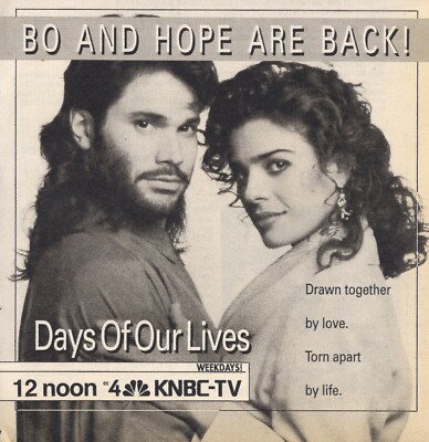 1990 TV AD ~ DAYS OF OUR LIVES SOAP OPERA BO AND HOPE ARE BACK ! | eBay
