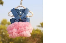 Spring summer dog cat clothing pet supplies mesh BLUE PINK skirt size M, L, XL