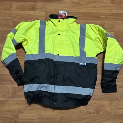 Safety Work Bomber Jacket Large High Vis Tape Type R Class 3 Side Medium