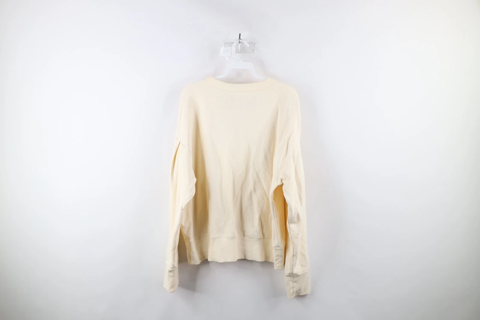 OFF WHITE Felpa girocollo Madewell donna taglia XL bianca tessuto spugna francese panna