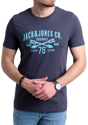 Jack & Jones Herren T-Shirt Logo Print Slim Shirt kurzarm Rundhals Baumwolle