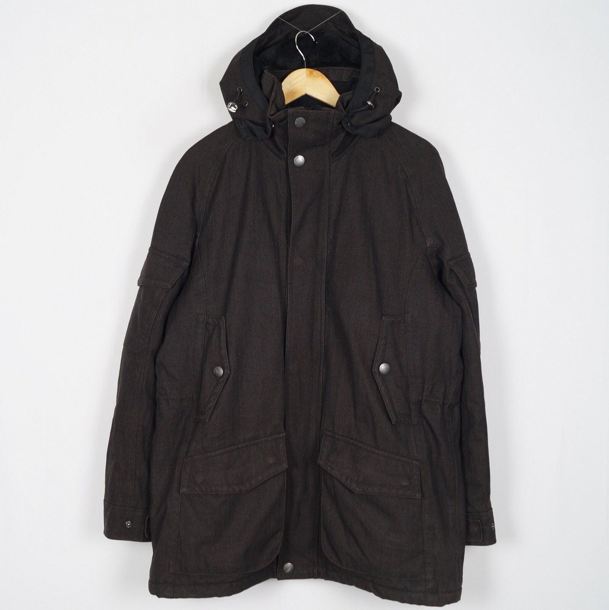 WELLENSTEYN KODIACS Men's Jacket Size L Brown Hooded Full Zip