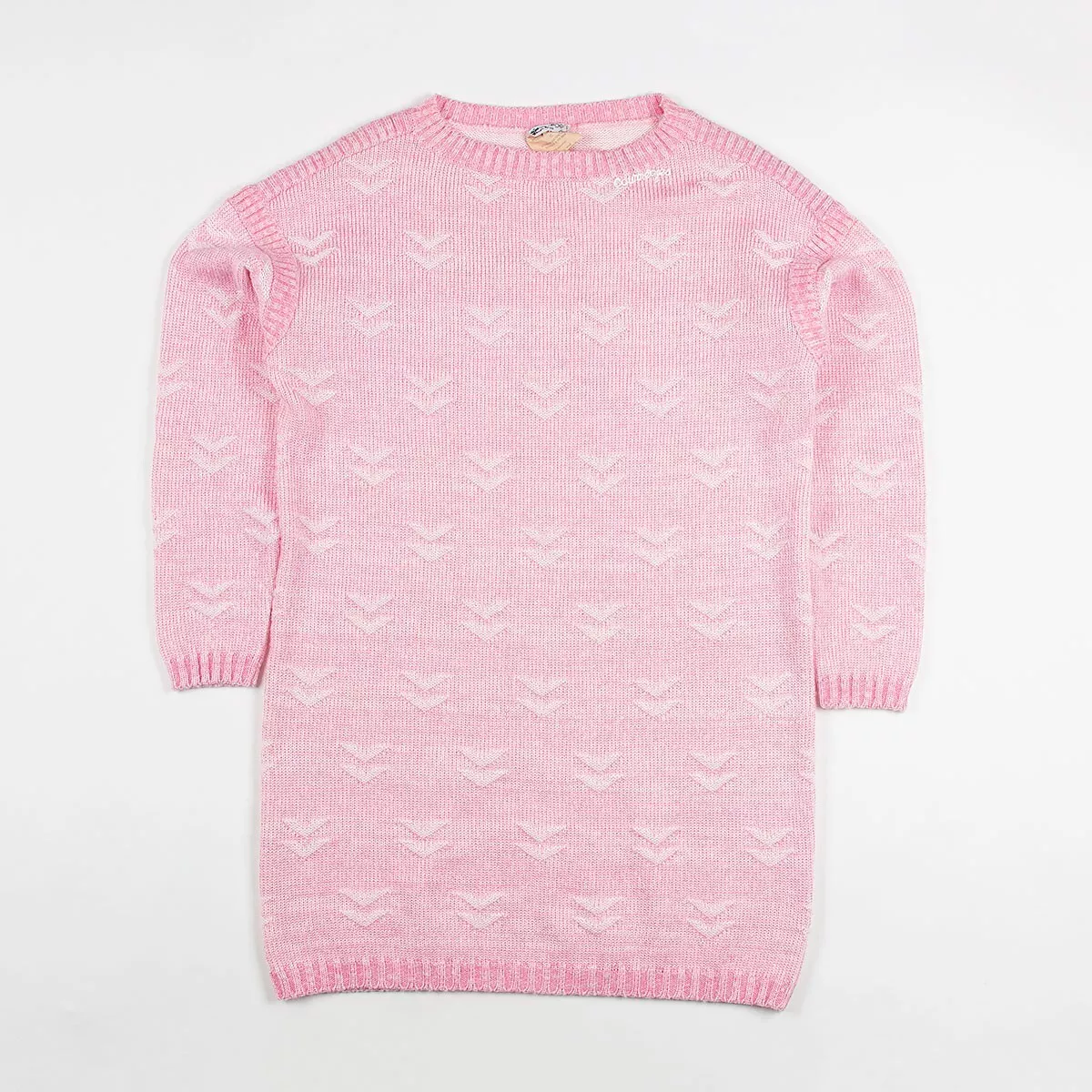 Courreges Paris 80s vintage long knit pink sweater made in France