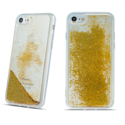 Treibsand Liquid Pearl Glitzer Tasche Hülle Case Handy Für Apple iPhone XR GOLD