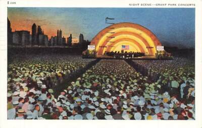 c1941 Grant Park Concert Crowd  Night People Chicago IL P370