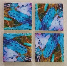 Ceramic Coaster Set M002 of 4 with Cork Pads, Holder  Printed MARBLE Pattern