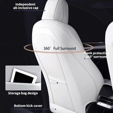 Car Seat Covers Set 5-Seats Waterproof Fits For Tesla Model 3 2024-2025 White
