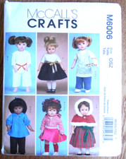 NEW/UNCUT McCall's Crafts Pattern M 6006 Clothing for 18" Doll: Pants Skirt Cape