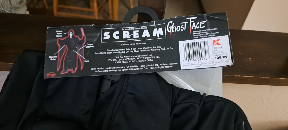 VINTAGE SCREAM GHOST FACE COSTUME/1997/RARE/ADULT/UP TO 200LB/NEW