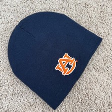 Auburn University Tigers Beanie Vtg NCAA Blue Knit Winter Hat UA Front Logo