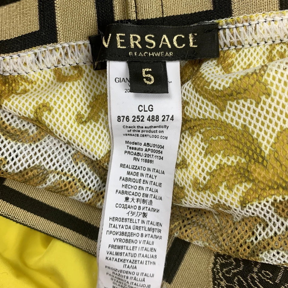 Versace размер M желтый черный золотой нейлон эластичный пояс плавки - Изображение 4 из 4