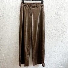 PrettyLittleThing Chocolate PU High Waist Wide Leg Pants Size 6
