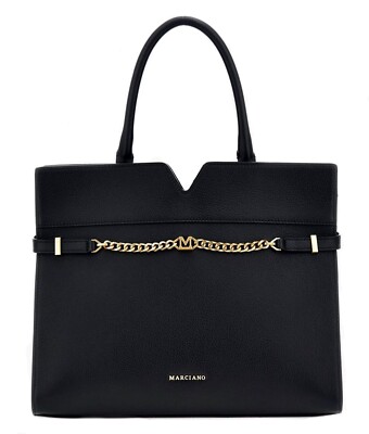 Marciano by Guess Bag Top Handle Bag Magne Jet Satchel Leather Black New