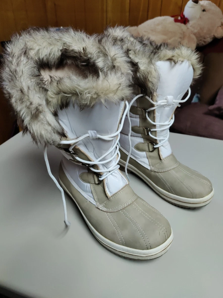 Rugged Outback Women s Warm Winter Boots Size 10 Fur White Tan