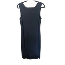 Black Dress Sheath Sequin Hem Stretch Knit Sleeveless Shift Pullover Elegant