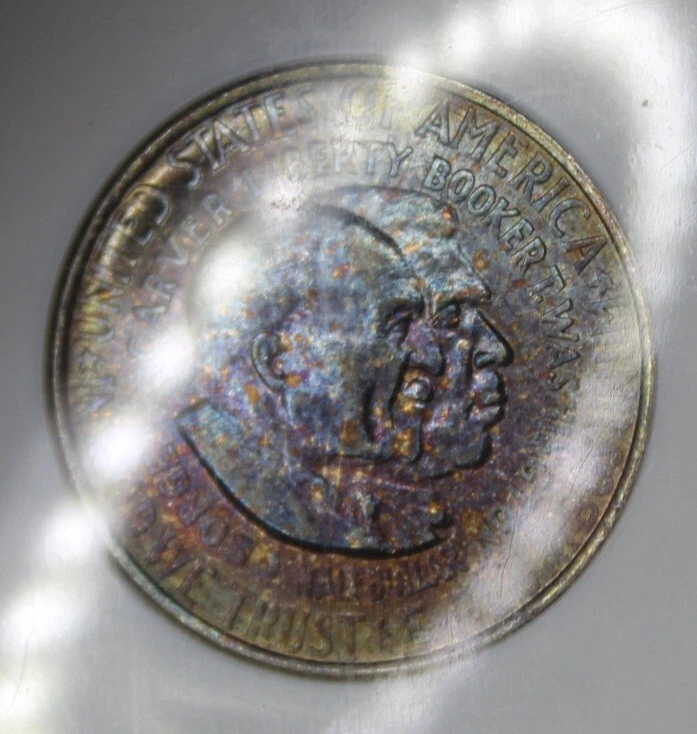 1952 P Washington Carver Silver Half Dollar NGC MS63 Rainbow Color Toned Coin - Image 4 of 4