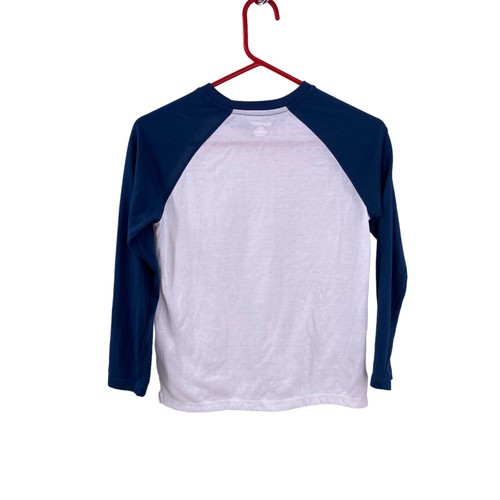 Old Navy Youth Boys T Shirt Size Large (10-12) White Navy Long Raglan Sleeve - Picture 2 of 11