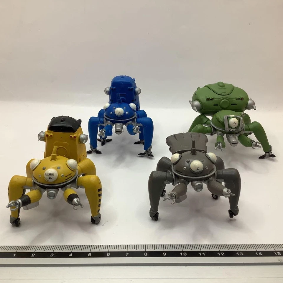Ghost in the Shell Tachikoma 4 Figure Set Rubber Toy Yellow Blue Gray Green - Image 2 of 4
