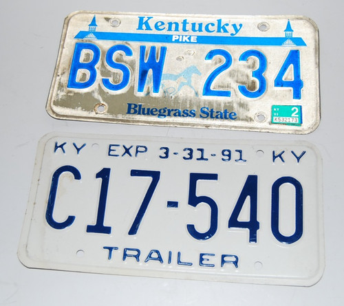 Vintage Lot of 2 Kentucky 1992 & 1993 PIKE COUNTY License Plates Bluegrass State