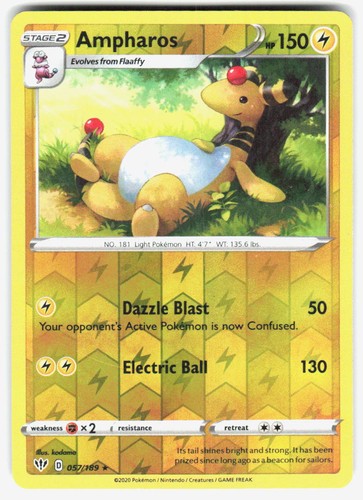 Ampharos 057/189 Rare Darkness Ablaze Reverse Holo Pokemon Card
