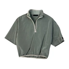Fear of God Essentials Half Zip Mockneck Shirt Men's Size Small Seal Gray Nylon