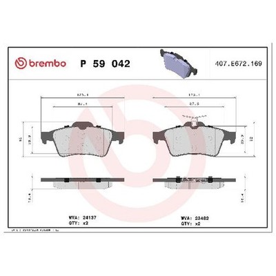 Brembo Bremsbelagsatz 21286327 Bremsklötze hinten 1233679 1324300
