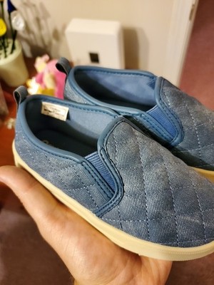 OshKosh B'gosh Boys Slip-On Quilted Blue Canvas Shoes US Size 11 Round Toe