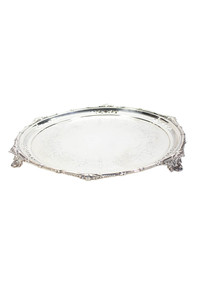Designer Silver Plated Rounded Vintage Tray 13"x13"