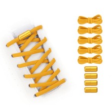 Elastic No Tie Shoelaces Replacement 5Pcs with 4 Metal Buckles, Yellow