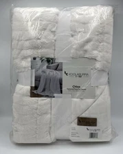Koolaburra by UGG Chloe Textured Faux Fur Throw 50" x 70"  White NEW