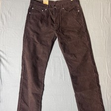 Levis 505 Regular Fit Corduroy Pants Mens 36x32 Dark Brown Stretch 005053212
