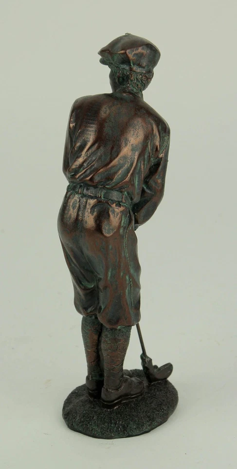 Estatuilla de estatua de piedra de resina de 9 pulgadas de bronce de golfista Napco Man Foto 3 de 3