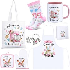 8 Pcs Baking Gifts Set for Baker Gift Funny Baking Lover Cute Aprons Oven Mit...