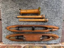 Vintage, Antique Loom Wooden Shuttle Boats Weaving 17".  Bobbins, Parts.