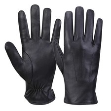Mens Touchscreen Nappa Lambskin Leather Gloves 100 Cashmere Lining ,Black,Large