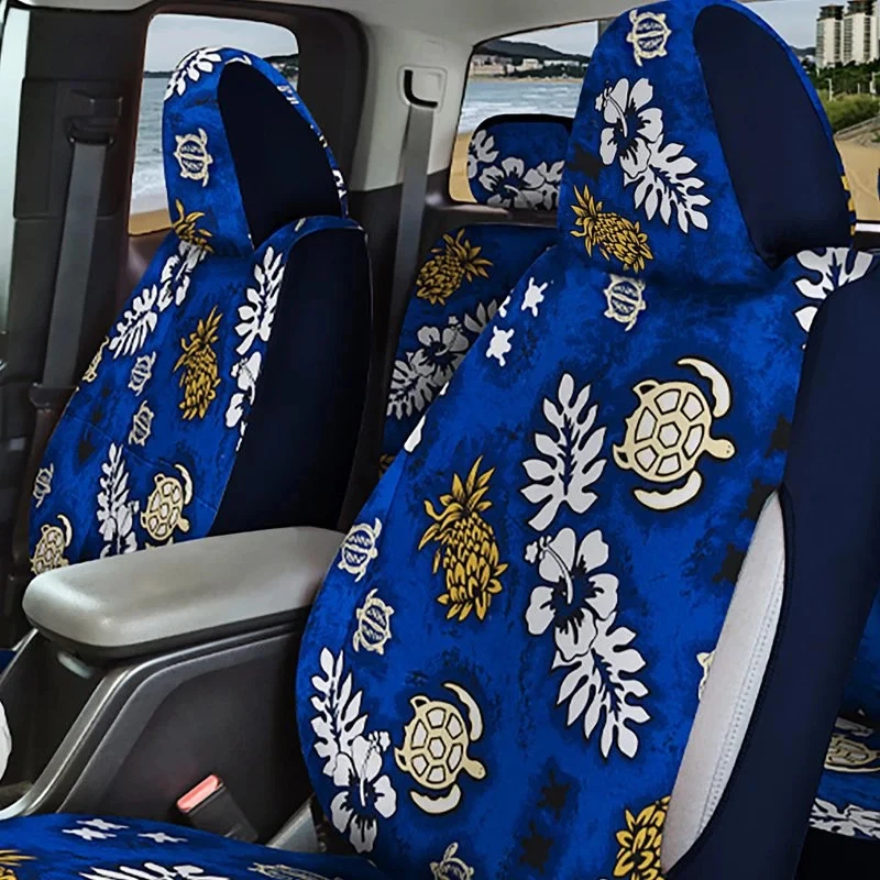 For Chevy Venture 97-05 Hawaiian 2nd Row Turtle Beach Blue Custom Seat Covers - Изображение 2 из 4