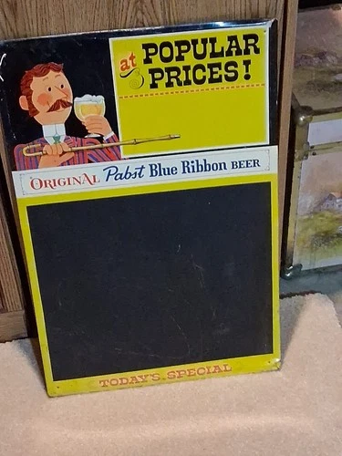 Vintage Original Pabst Blue Ribbon Beer At Popular Prices! Metal Chalkboard Sign