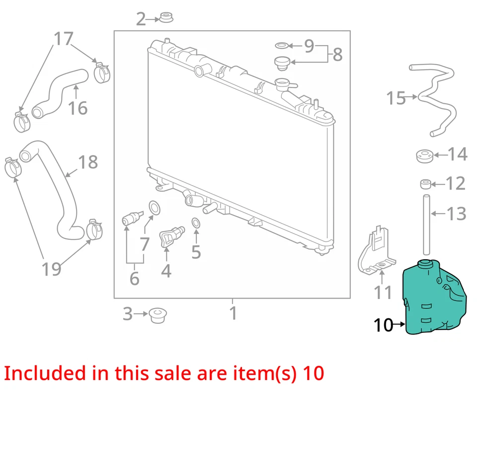 Honda Accord 2019 botella de desbordamiento de refrigerante fabricante de equipos originales 87 k millas - LKQ426740820 Foto 4 de 4