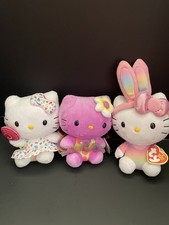 Sanrio Hello Kitty 6" Original Ty Beanie Babies Collectible Plush Dolls Lot Of 3