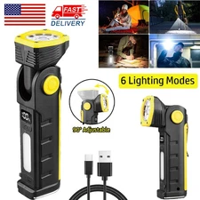USB Rechargeable LED COB Work Light Mechanic Flashlight Lamp Magnetic BaseBright